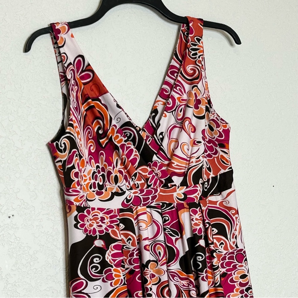 Metro 7 Size Medium (8-10) Orange Retro Surplice Sleeveless Dress - Picture 3 of 10